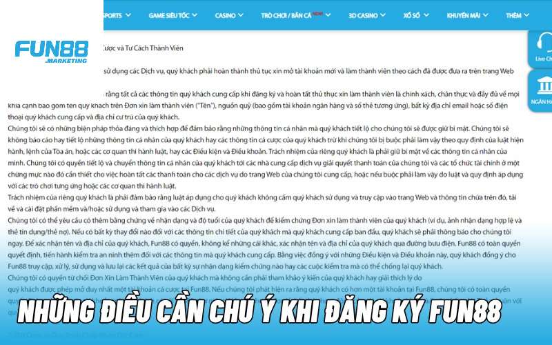 Những điều cần chú ý khi đăng ký FUN88 Những điều cần chú ý khi đăng ký FUN88